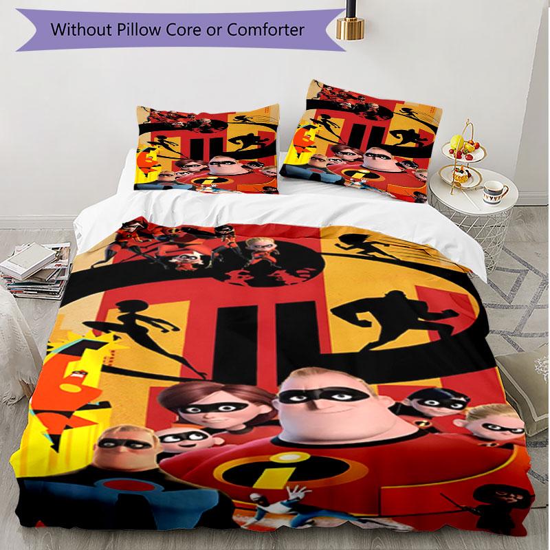3pcs Duvet Cover Set (1*Duvet Cover + 2*Pillowcase, Without Core), Incredibles Print Soft All‑Season Bedding Set, Home Bedroom Decor Gift
