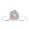 Elegant Rhinestone Evening Bag Gold/Silver Mini Lipstick Bag Retro Banquet Chain Bag  Girls