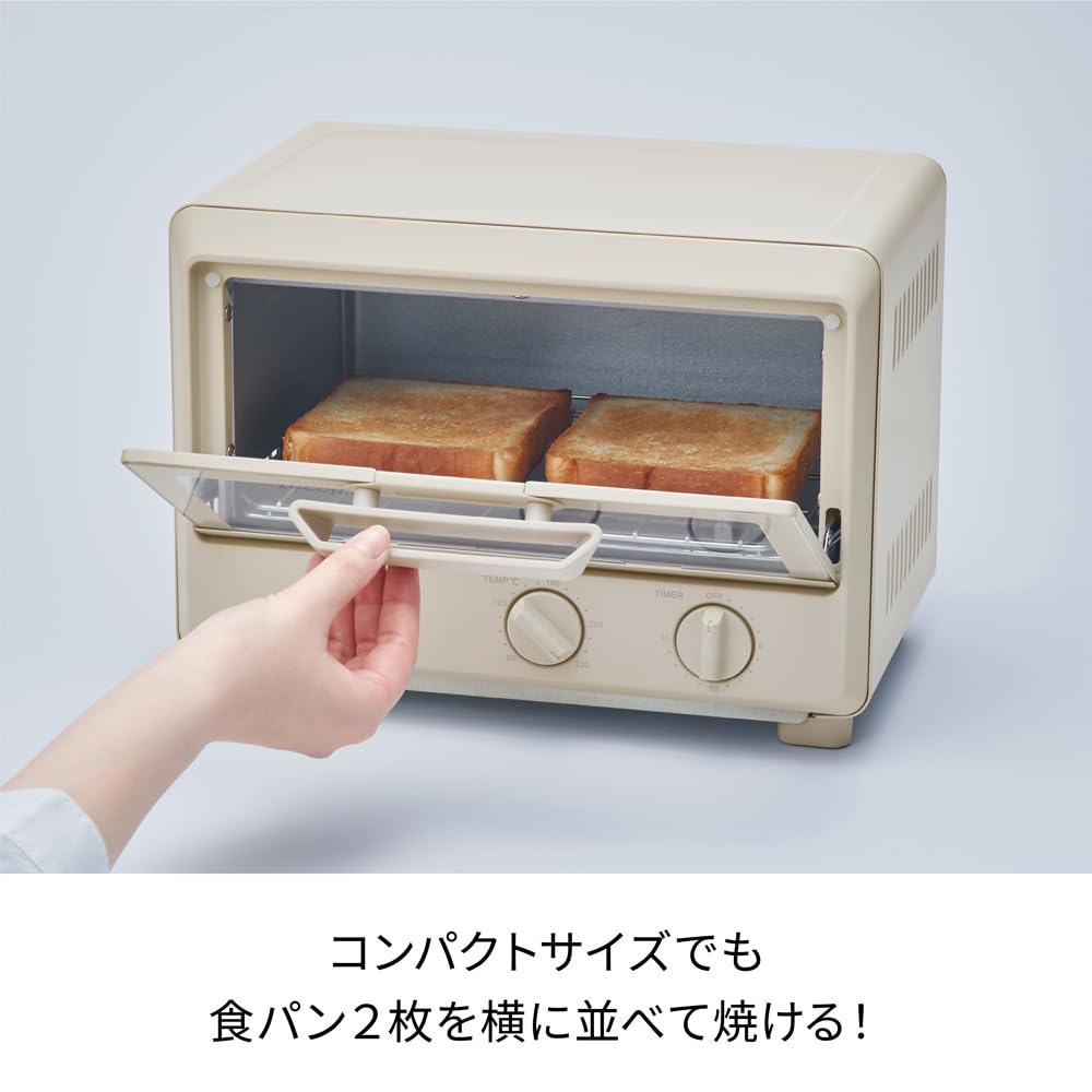 Recolte Toaster Oven Compact Small Tray Rack Breadcrumb Receiver 1000W 2 Pieces Baking Temperature Adjustment Dial Type Timer Included Retro Easy to