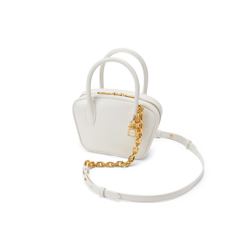 Charles & Keith Minimalist Zipper Versatile Crossbody Handbag Small Women handbags White Chocolate Pink CK2-30271146