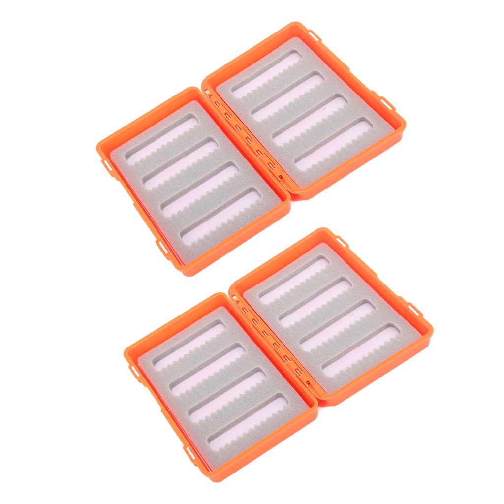 2 Pcs Fishing Fly Hook Box Orange Plastic Fly Fishing Lures Storage Box for Accessory