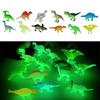 12Pcs/Set Mini Soft Rubber Glow-in-the-dark Dinosaur Figure Toys Fluorescent Simulation Small Dinosaur Model Decoration