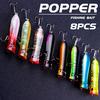 SOUGAYILANG Рыболовная наживка 8 шт. Поппер Гольян с крючками Пластиковая приманка Верхневодная воблёртка