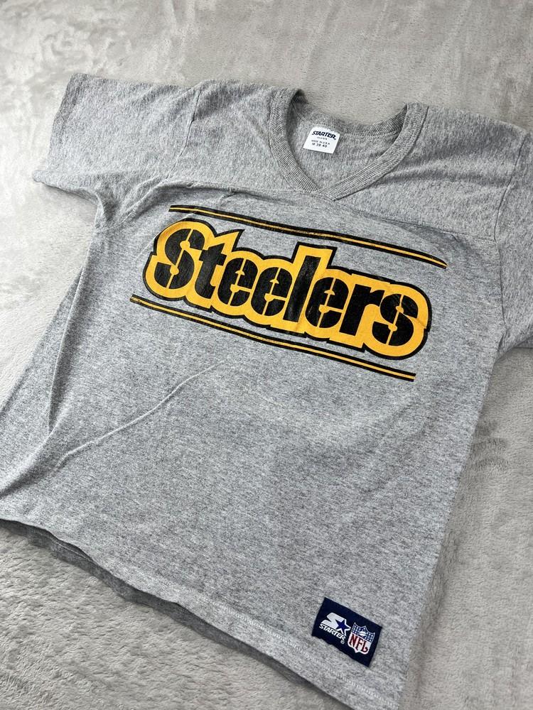 Vintage Pittsburgh Steelers Shirt Youth Medium Gray NFL Football Starter 90s