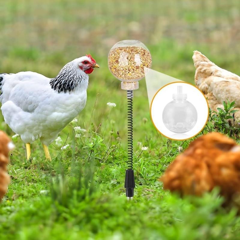 Automatic Chicken Feeder Toy With 3 Hole Dispenser Spring Mechanism For Poultry Entertainment Feeding Equipment