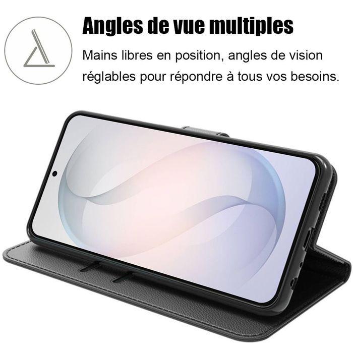 Coque pour Samsung Galaxy S26, Protection Anti-Rayures Antichoc Synthécuir Noir - 2 Verres Trempés