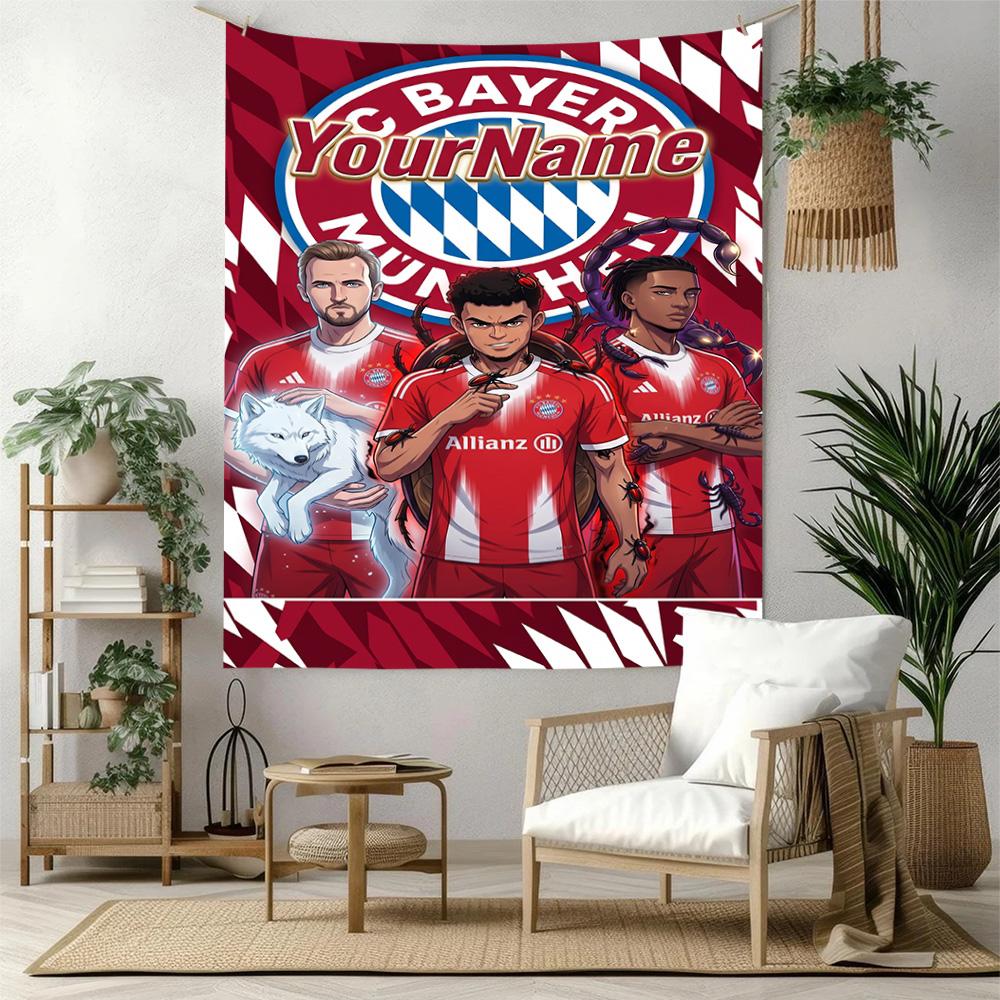Bayern Munich Custom Your Name Wall Decor Tapestry Art For Pet Memorial Birthdaywedding Party Backdrop Family Gift
