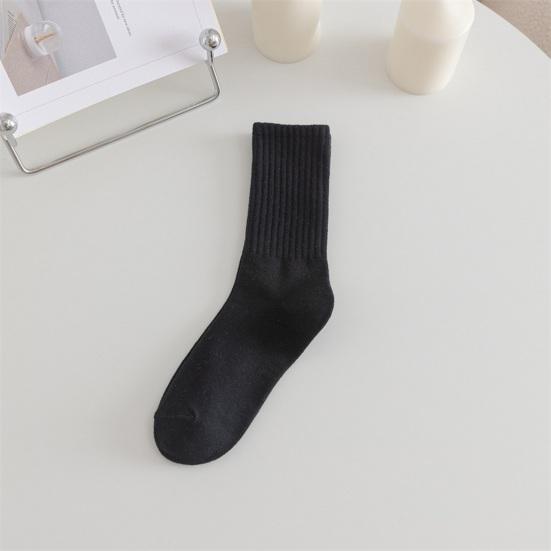 1 Pair Women Cotton Calf Socks Mid-tube No Odor Solid Color Thread High Elasticity Anti-slip