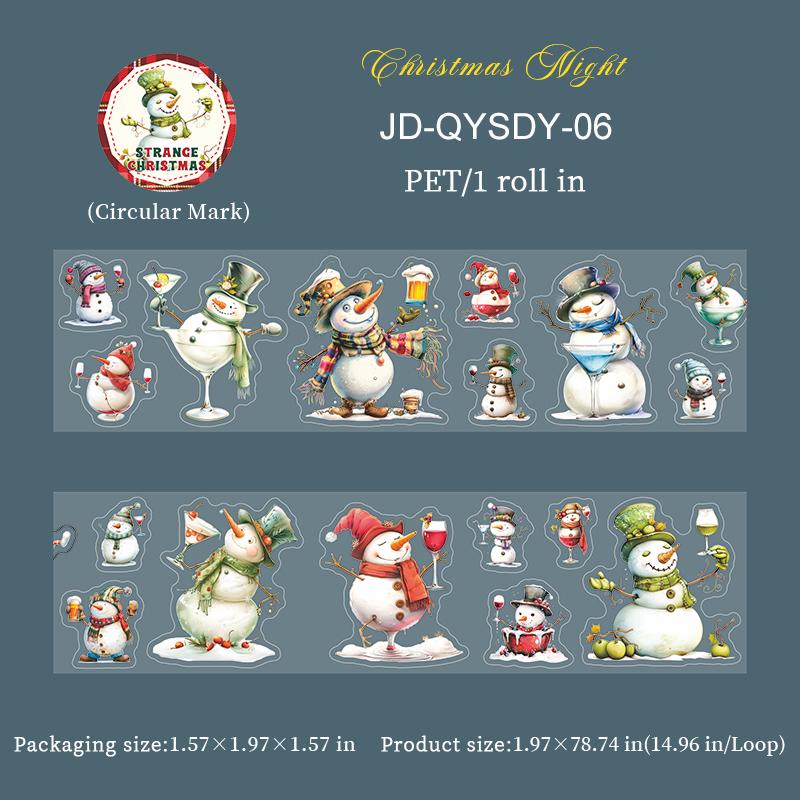 JIANWU50mm*200cm Strange Christmas Night Series Vintage Festival Landscape Material Collage PET Tape Creative Journal Stationery
