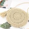 Yogodlns Round Soft Paper Rope Shoulder Bag Tassel Handmade Crossbody Bags Straw Bag Circle
