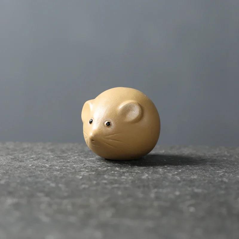 1 шт. Фиолетовая глиняная статуэтка для чайного питомца в виде милой маленькой мышки, эксклюзивная статуэтка для чая, украшение для чая Улун, аксессуары для домашнего чайного декора