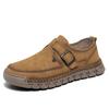 Men's Breathable Slip-On Driving Shoes Hand Sewn Large Size Casual Leather Shoes Comfortable Rubber Sole Walking Shoes