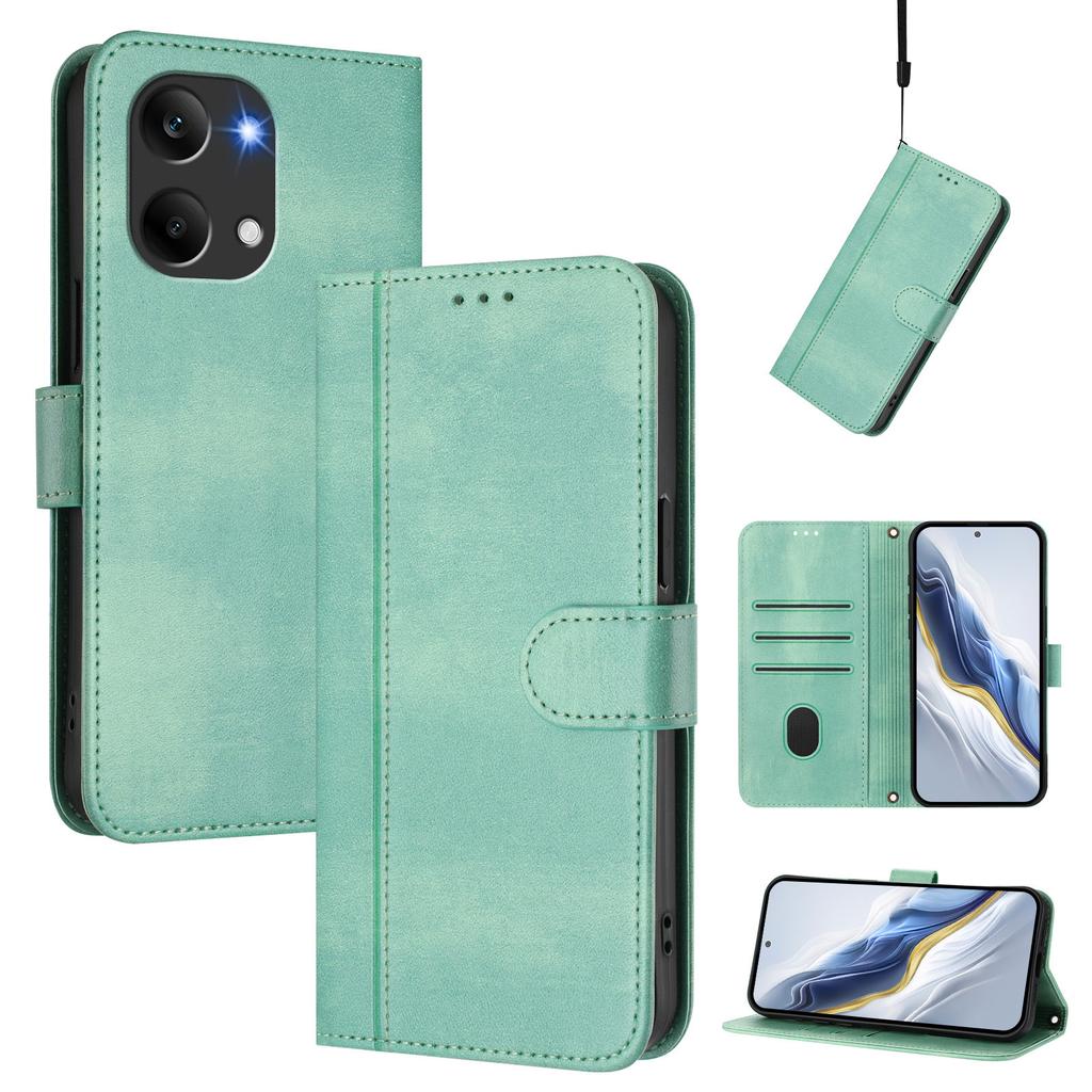 Wallet Case for Poco X8 Pro Max 5G - Leather/PU, Green, With Lanyard