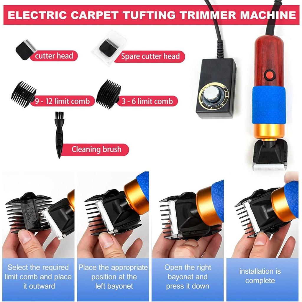 Tufting Carpet Trimmer,Tufting Gun Trimmer with Shearing,Professional Electric Rug Tuft Carver Clippers