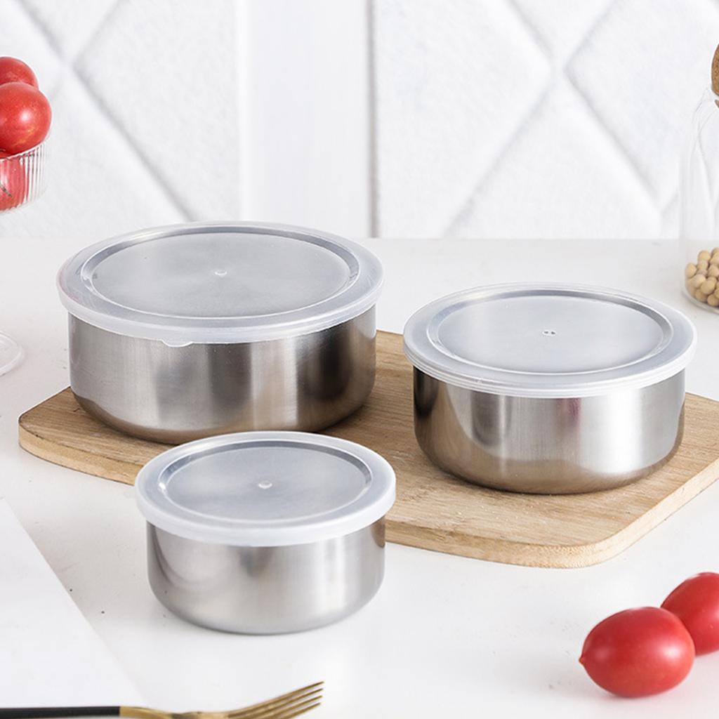 5Pcs Mixing Bowls with Lid Stainless Steel Stackable Cooking Storage Deep Nesting Bowl Silver Food Container Kicthen Dishwasher