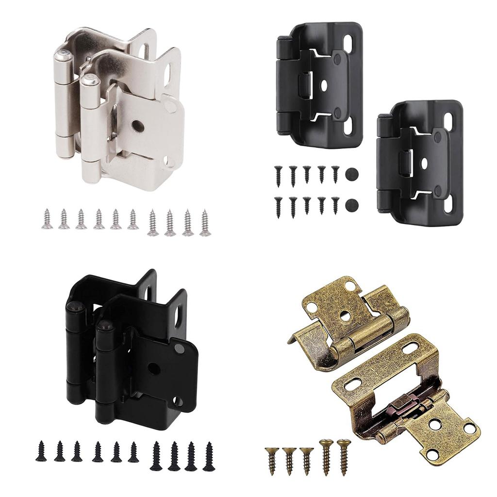 Pack of 2 Antique Steel Cabinet Hinges for Kitchen Door Partial Wrap Closing 1/2Inch Overlays Half Hide Designs