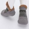 1 Pair Floor Socks Thickened Fleece-Lined Silicone-Dot Sole Slip-Resistant Traction Quiet Walking Socks with Jacquard Accents