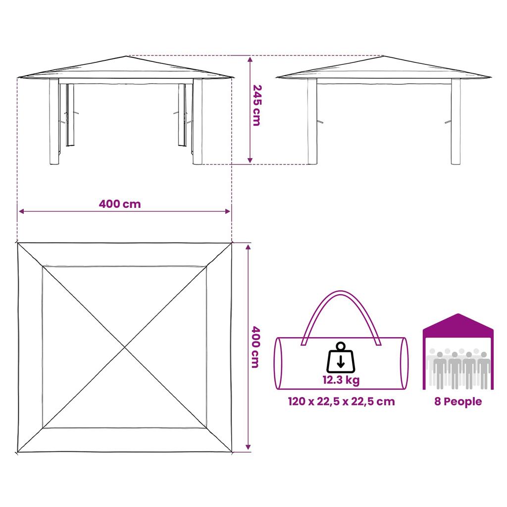 Gazebo without Side Walls 4 x 4 m Light Gray and Anthracite