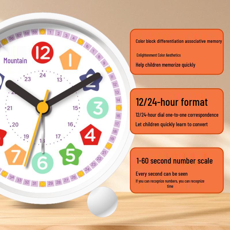 Бесшумный детский будильник с ночником - Мультяшный дизайн для спален и общежитий