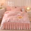 Princess Wind Washed Cotton Four-piece Chiffon Lace Quilt Cover Bed Skirt Bedding