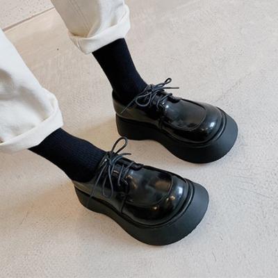 Женская кожаная обувь в британском стиле, женская обувь на шнуровке на толстой подошве, модная обувь Мэри Джейн для девочек, осенне-зимняя обувь на платформе из мягкой кожи