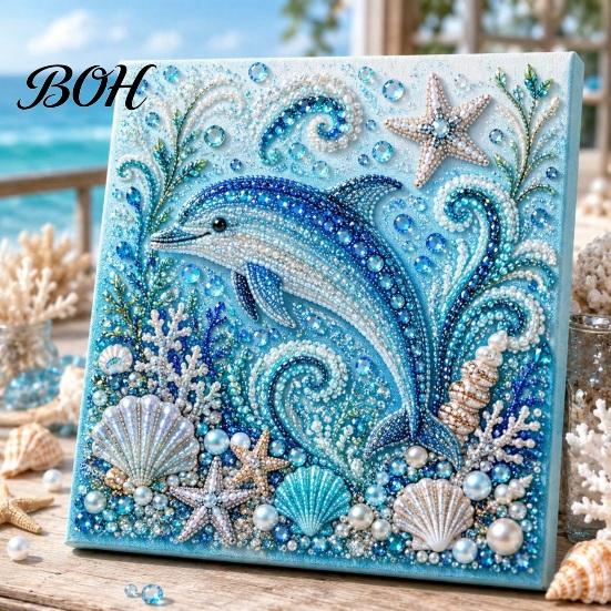 Layered 3D Seashell Crafts Sea Turtle Octopus DIY Pearl Painting Kit, Ocean Theme Diamond Art Stress Relief Projects Kit for Adults Beginner,