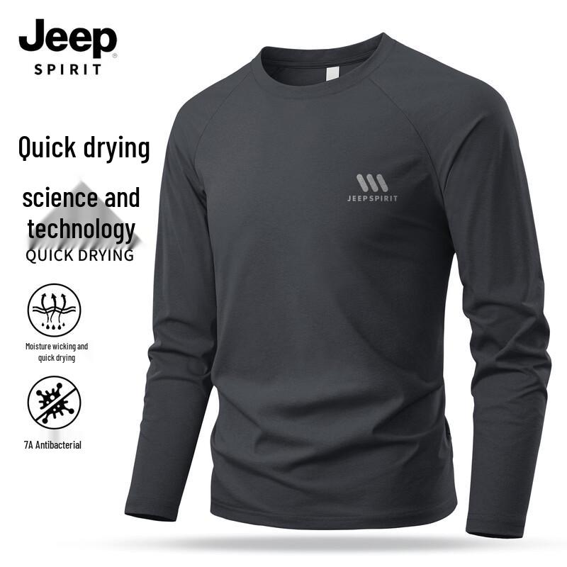 Мужская футболка JEEP SPIRIT с длинным рукавом, быстросохнущая