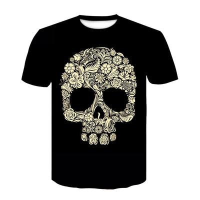 Летняя новая футболка унисекс с 3D-цифровым принтом, европейский и американский модный тренд, футболка с черепом больших размеров