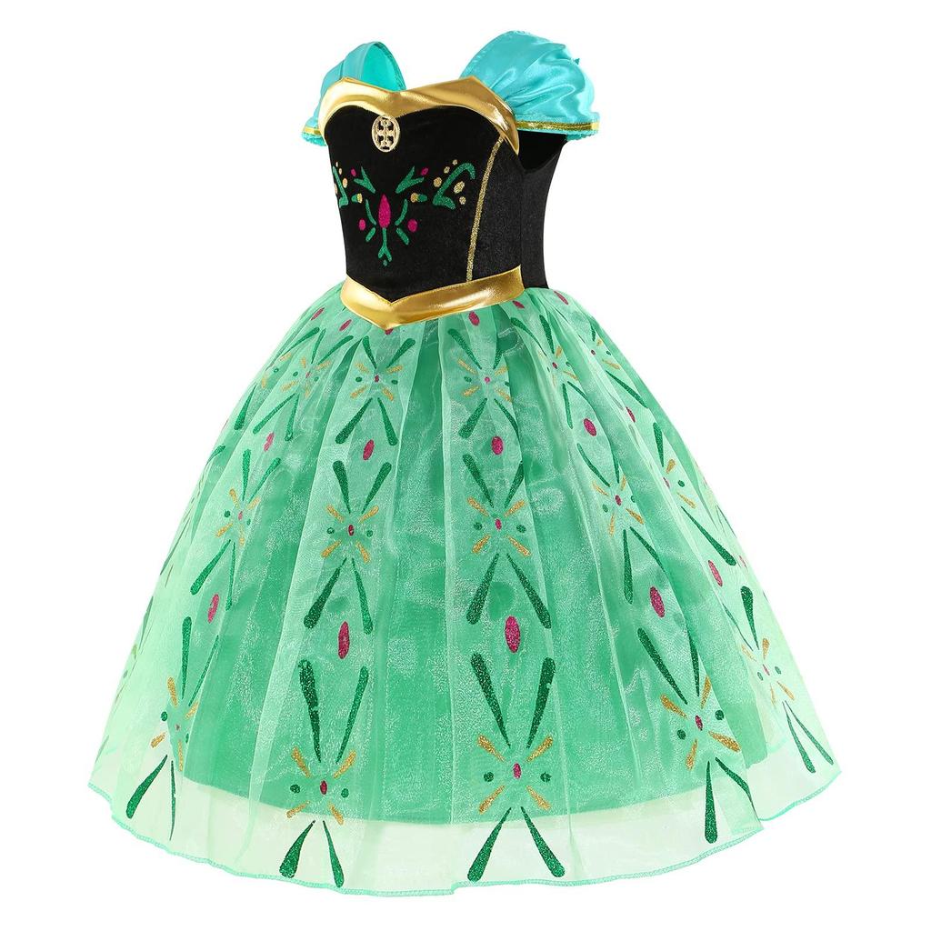 Princess Costume for Girls Green Dress Up with Accessories for Toddler Cosplay Christmas Birthday Party