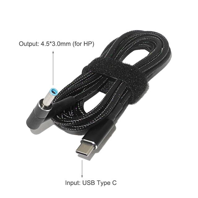 100W USB Type C Laptop Power Adapter Charging Cable Cord Dc Jack Plug Dual E-Mark Chip Converter for Hp Asus Lenovo Dell Laptops