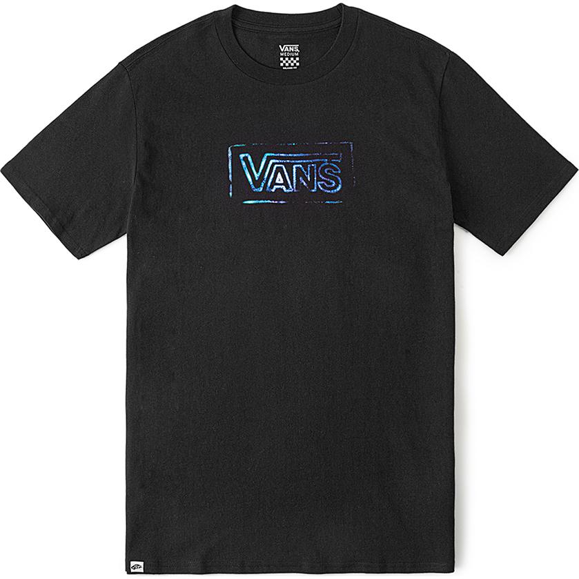 Vans Пуловер с градиентной надписью и круглым вырезом, футболка с коротким рукавом, женский топ, черный VN000GTHBLK
