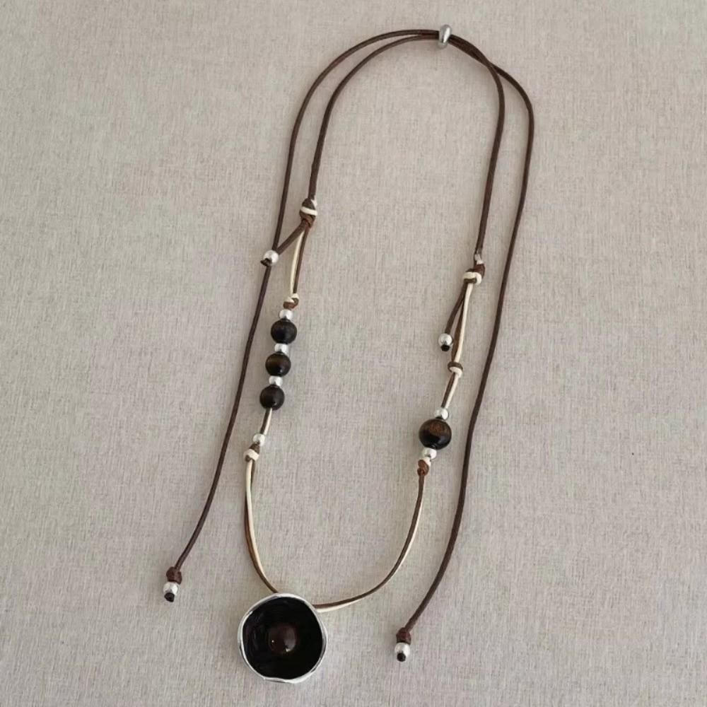 Imitation Pearl Beads Sweater Chain French Irregular Round Double Layered Rope Chain Women