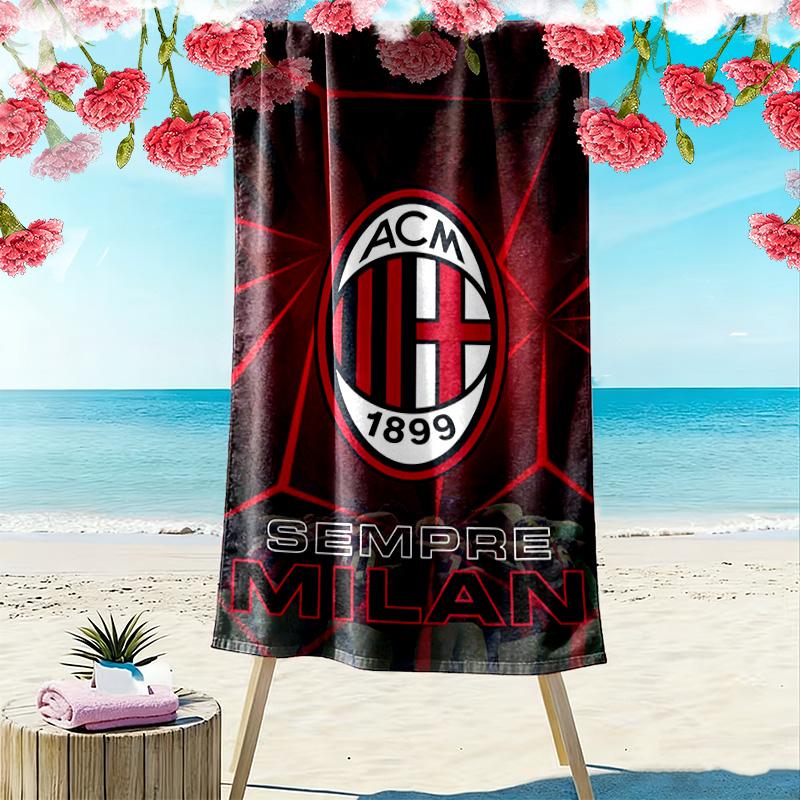 AC Milan Print Beach Towel, Large Soft Quick Dry Towel for Beach Camping Swimming