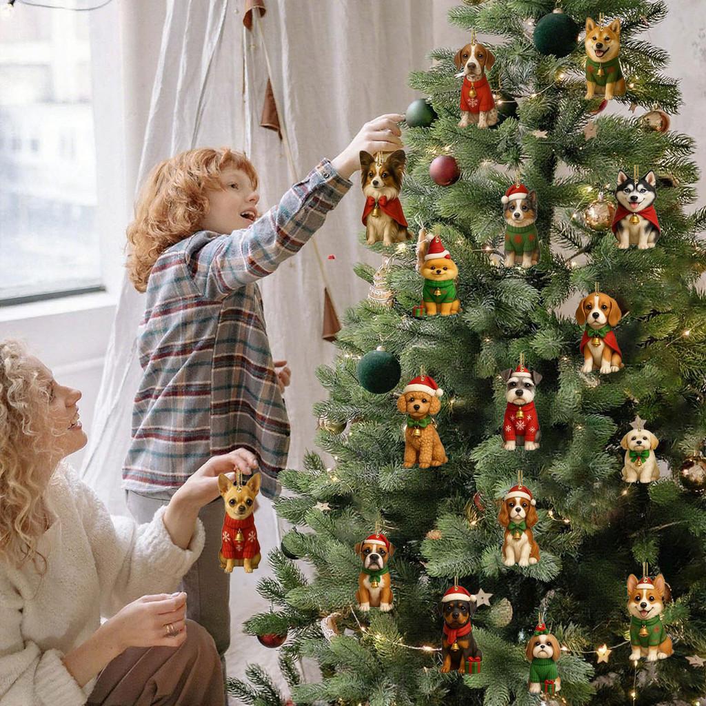 Собака Календарь обратного отсчета до Рождества Сюрприз Бокс Елка Акриловые Подарки Подвеска