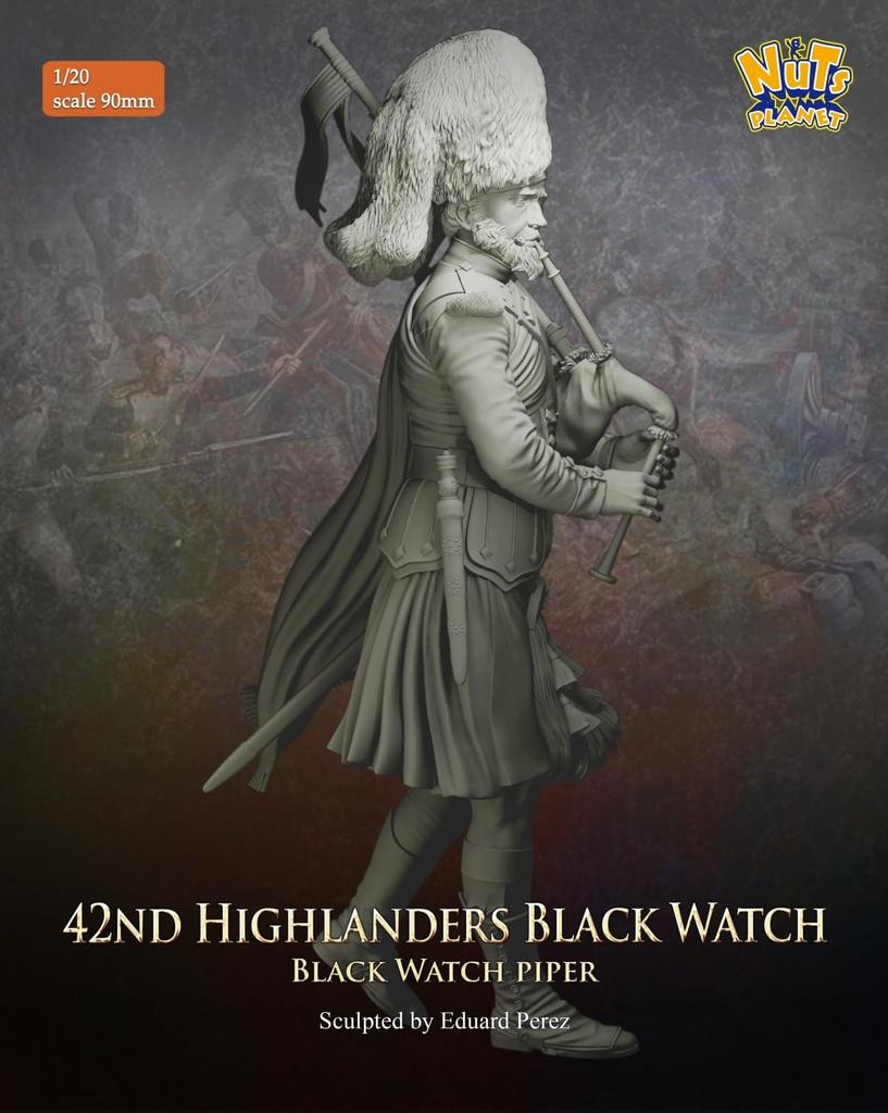 Nuts Planet 19-го века, британский 42-й Королевский Хайлендский полк, черный дозорный волынщик, набор из смолы 1/20 NP-90003 (Человек)