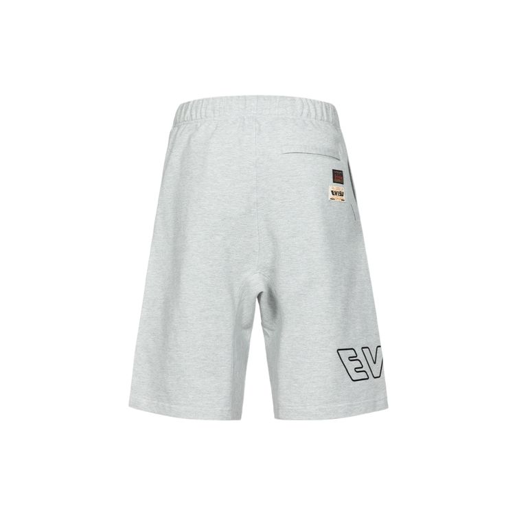 Evisu 23ss Мужские шорты с цветочной вышивкой, средней посадки, с принтом логотипа, Мужские шорты, Цветочно-серый 2ESHTM3ST578LFCT