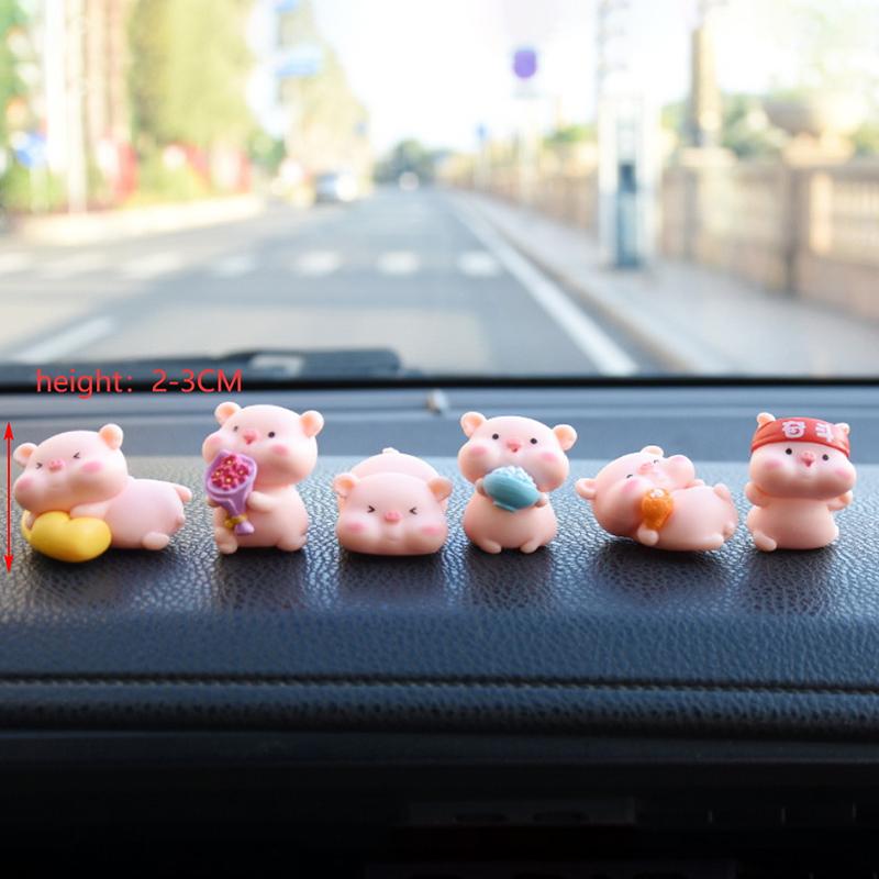 6 шт. Поросенок, украшение для салона автомобиля, украшение, симпатичные украшения для автомобиля, аксессуары для приборной панели салона автомобиля для девочек, подарки