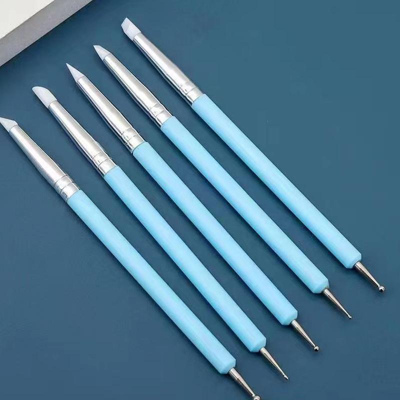 5Pcs/Set Silicone Clay Sculpting Tools For Brush Modeling Dotting Nail Art Pottery Clays Tool Diy Carving Ceramics Sculpture