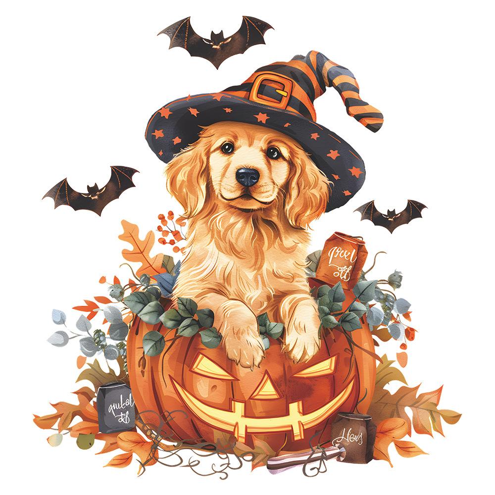 Halloween Cute Puppy Pumpkin Bat Glass Doors and Windows Home Decorative Window Stickers