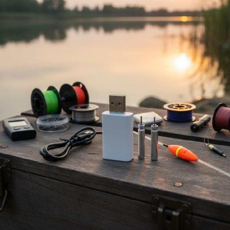 2 в 1 CR322 Система зарядки Двойной USB-порт Дизайн Для рыболовных поплавков Батареи в комплекте