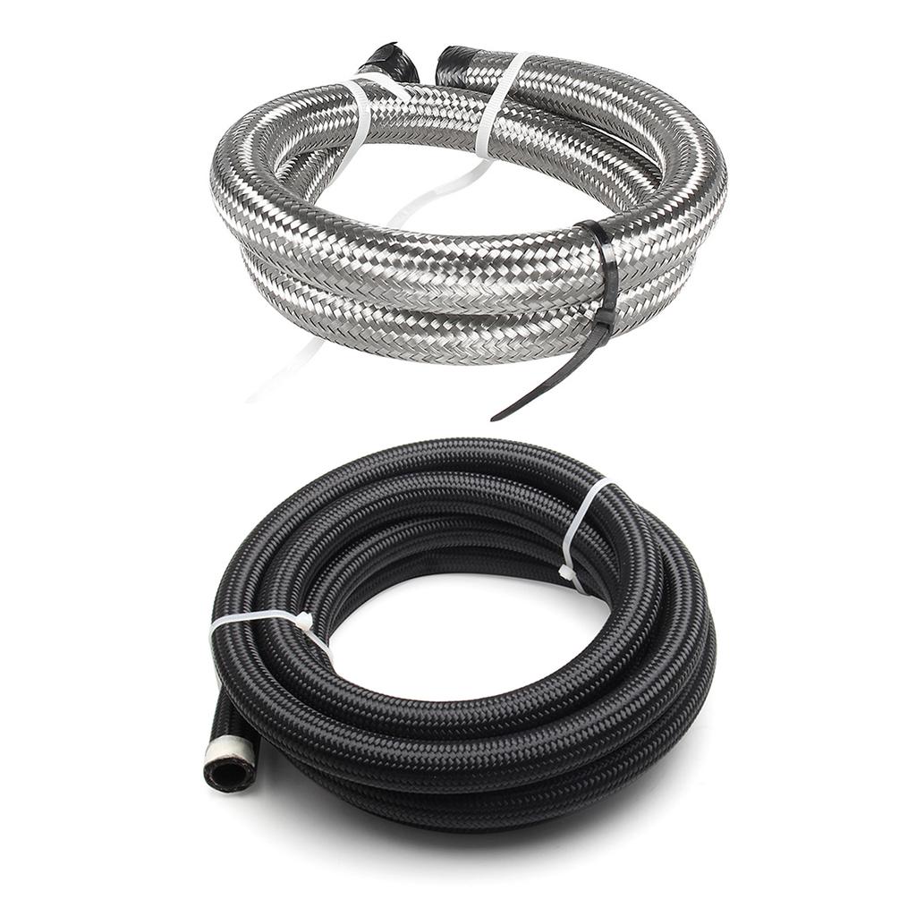 AN4 AN6 AN8 AN10 AN12 Fuel Line Hose,Nylon Braided Fuel Line Hose with Stainless Steel Mesh Reinforce Black