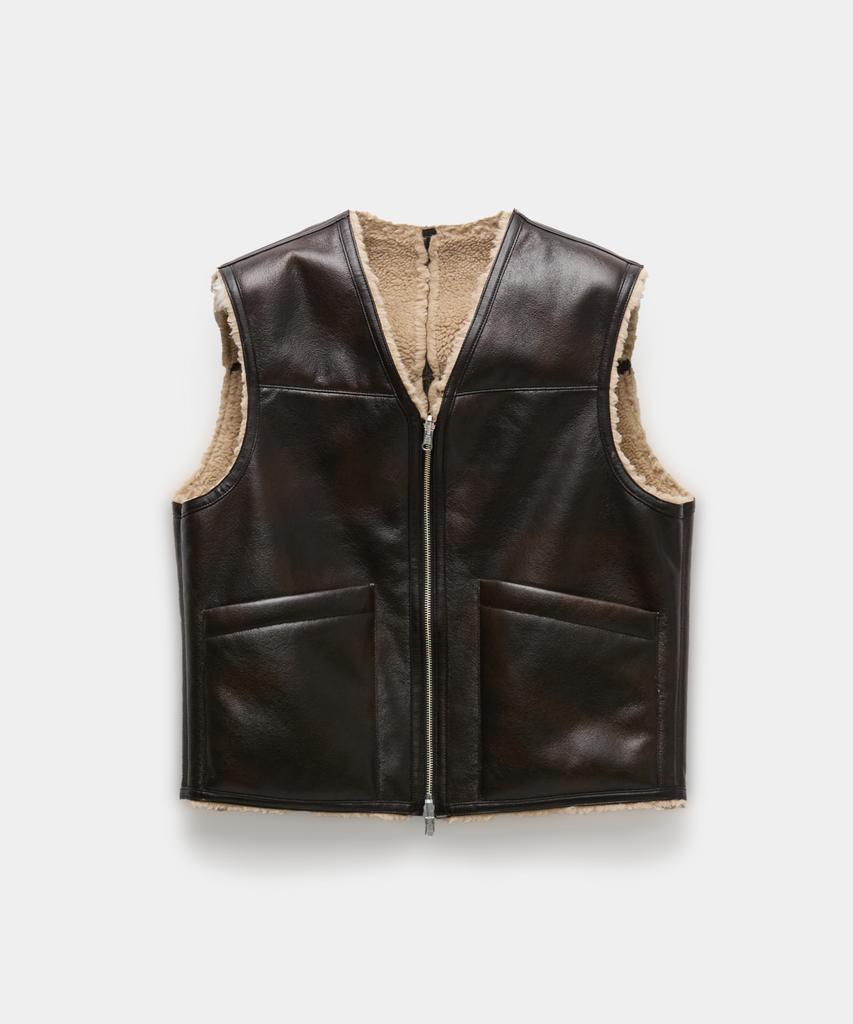 Coor Reversible Faux Shearling Vest (Dark Brown)