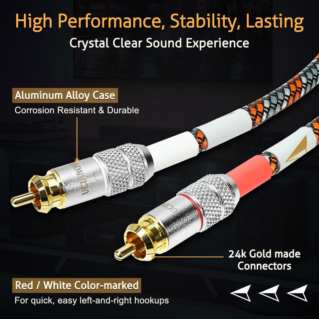 UCINNOVATE RCA-RCA RCA аудио стерео мужчина-мужчина с позолоченными разъемами для стерео домашних фонокорректоров High-End Hi-Fi кабель, кабель 0,5 м/1,64 фута,