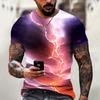 Men's T Shirt 3d Lightning Print Mens Short-Sleeved Tops Summer Street Fashion T-Shirt for Men Casual Tees Oversized Clothing