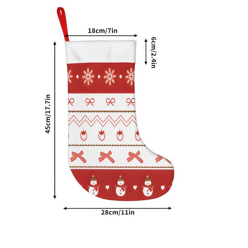 Christmas decoration fireplace hanging stocking Christmas Stockings 1pc 45.72 cm, Winter Festive Snowman Red Printed Sof