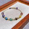 14k Gold Plated Adjustable Bracelet Gold Color Crystal Bracelet Open Cuff Bangle  Minimalist Style