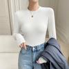 Женская футболка с длинным рукавом, весенняя новинка, облегающая, хлопковая базовая, осенне-зимний короткий топ-поддева