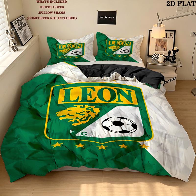 Club Len Football Club Pattern Bedding Quilt Set Quilt Cover Pillowcase Home Birthday Gift(1 * duvet cover + 2 * pillowcase, without core)