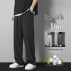 Мужские летние повседневные модные прямые свободные спортивные брюки-капри из ледяного шелка