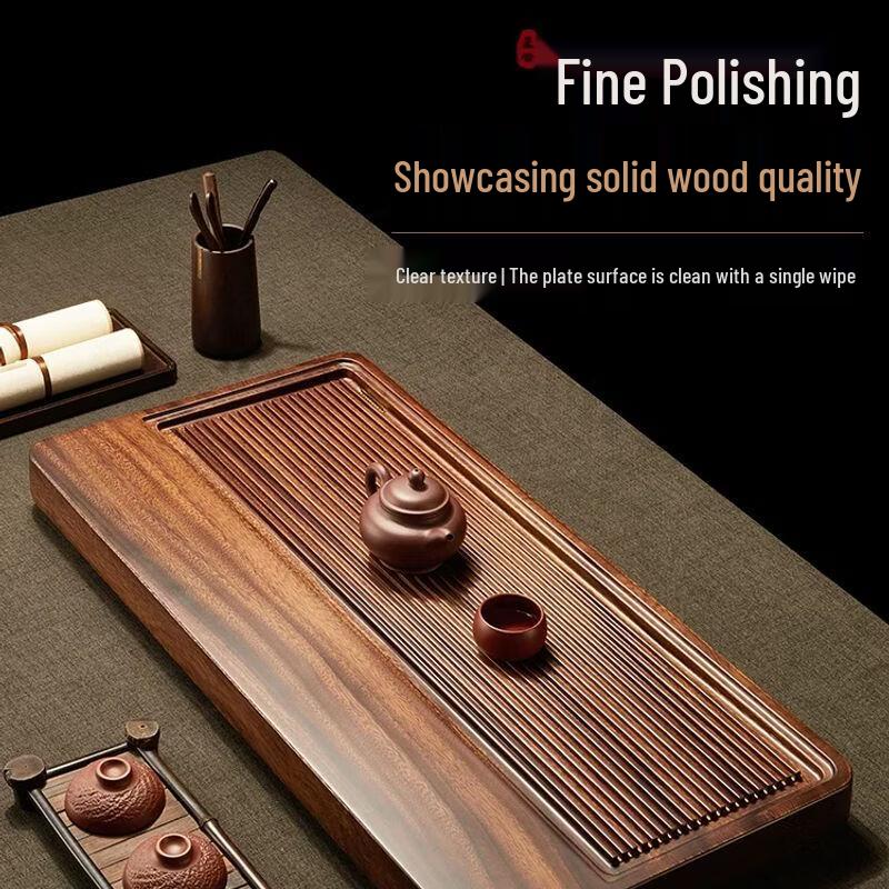 Jiakangming Walnut Solid Wood Tea Tray with Embedded Drainage